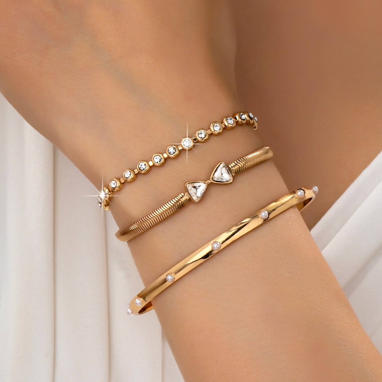 Herringbone Bow Bezels  & Open Cuff Bracelet | 80B1638: SET