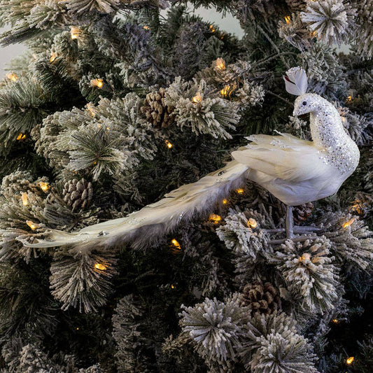 White Peacock Ornament: 15"
