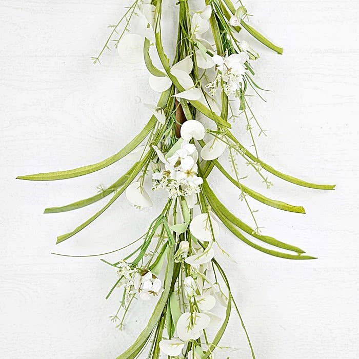 28971 - 4ft Garland--CR/GR Wild Flowers and Silver Dollar