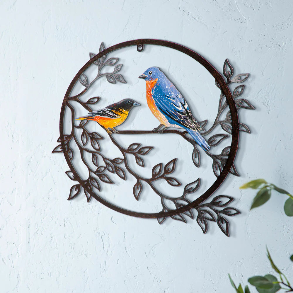 Round Birds on Branches - Wall Decor