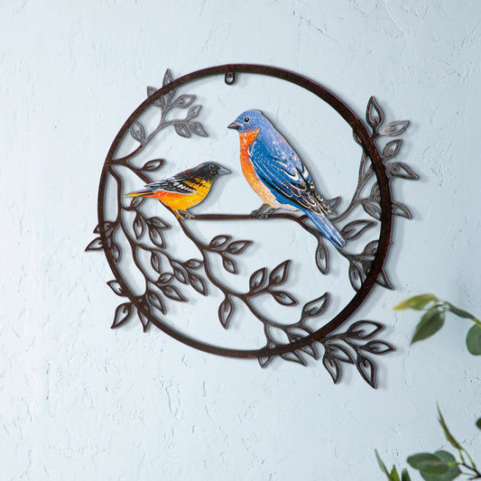 Round Birds on Branches - Wall Decor
