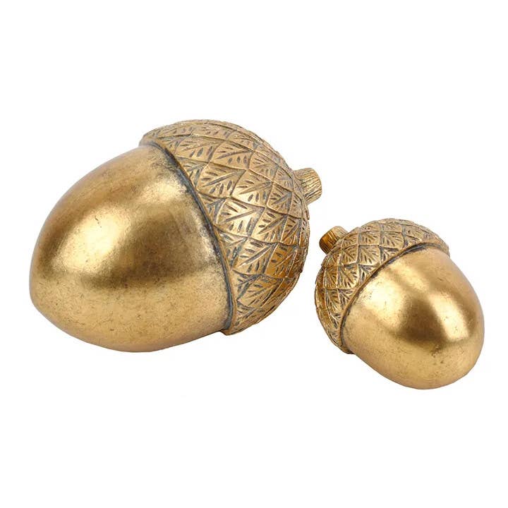 Resin Golden Acorn Decor - Set of 2