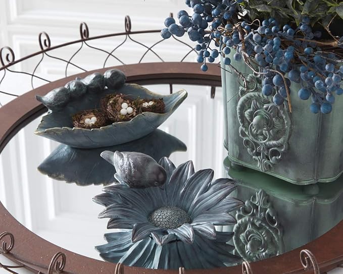 Resin Patina, Green and Gold Leaf Birdfeeder