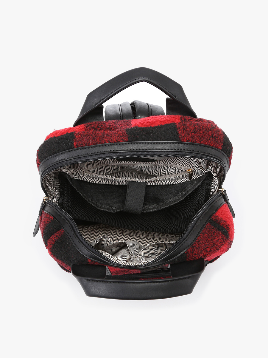Hattie Sherpa Backpack w/ Guitar Strap | BP2105SHP: Black/White