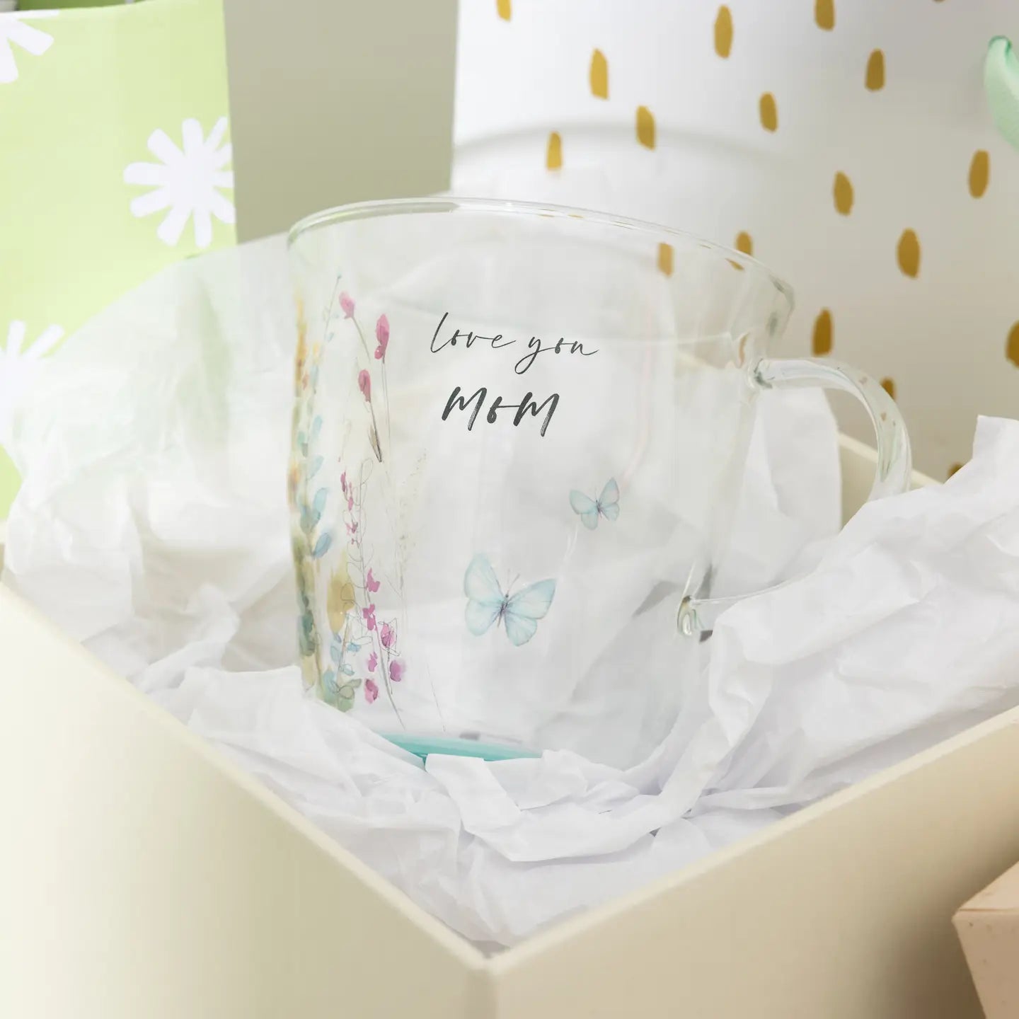 Love you, mom glass cup