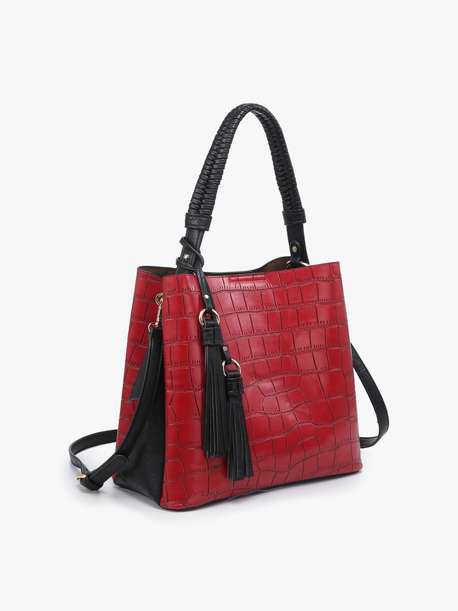 Olivia Crocodile Hobo Bag – Contrast Style | M1895CROC : Black