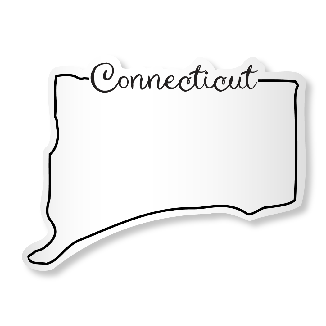 Connecticut State Script Outline Sticker Vinyl Decal: 3"
