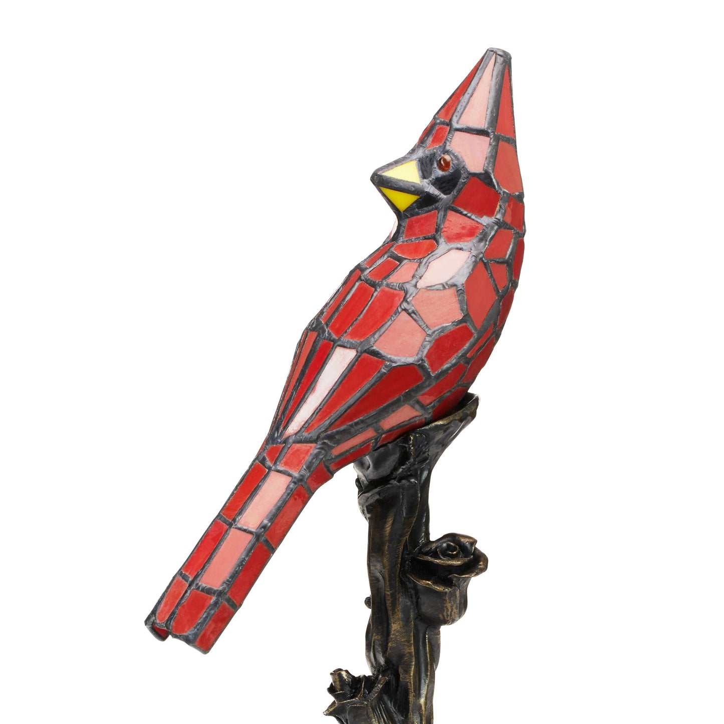 13.5"H Skylar Red Cardinal Stained Glass Bird Accent Lamp