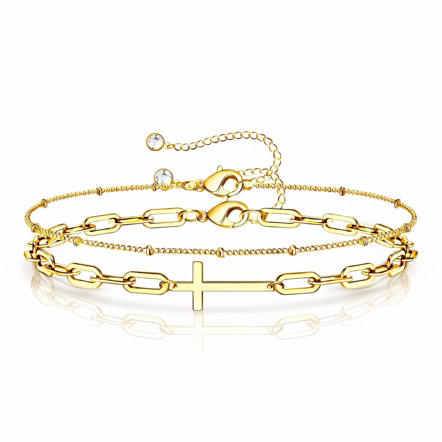 18 karat gold plate, stainless steel crosses bracelet