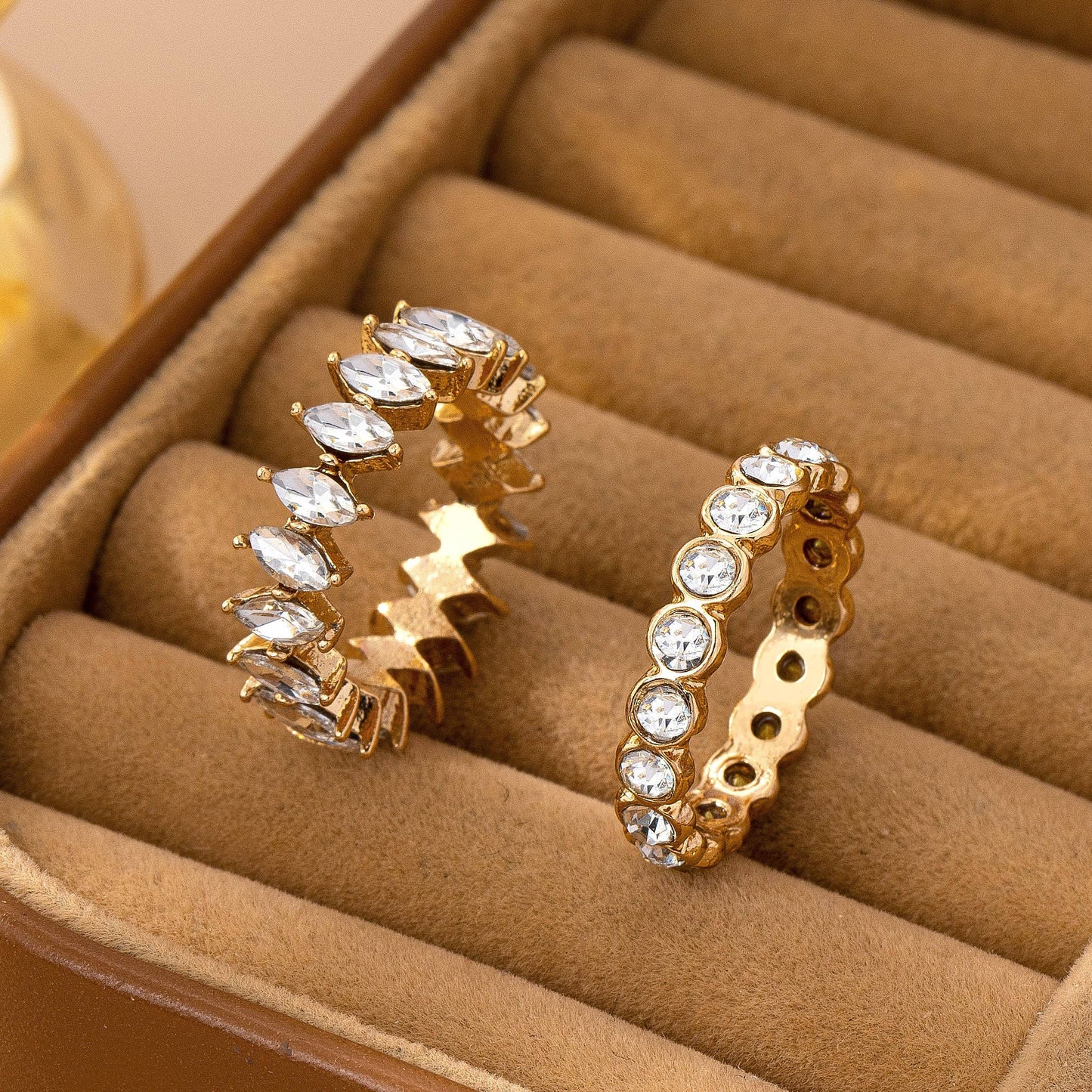 Gold-Tone Crystal Ring Duo | 80R175: Gold