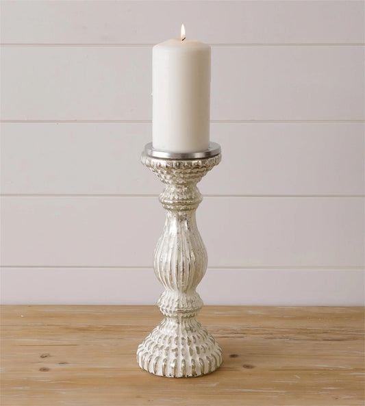 Frosted Mercury Glass Candle Pillars (Set)