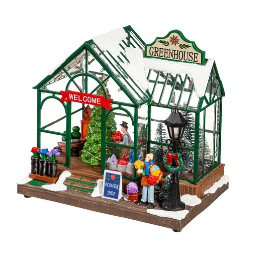 LED Christmas Greenhouse w/Rotating Tree