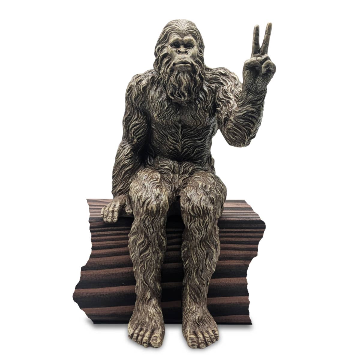 Bigfoot Peace Sign Sasquatch Statue 10 inch H Shelf Sitter: Stonewash