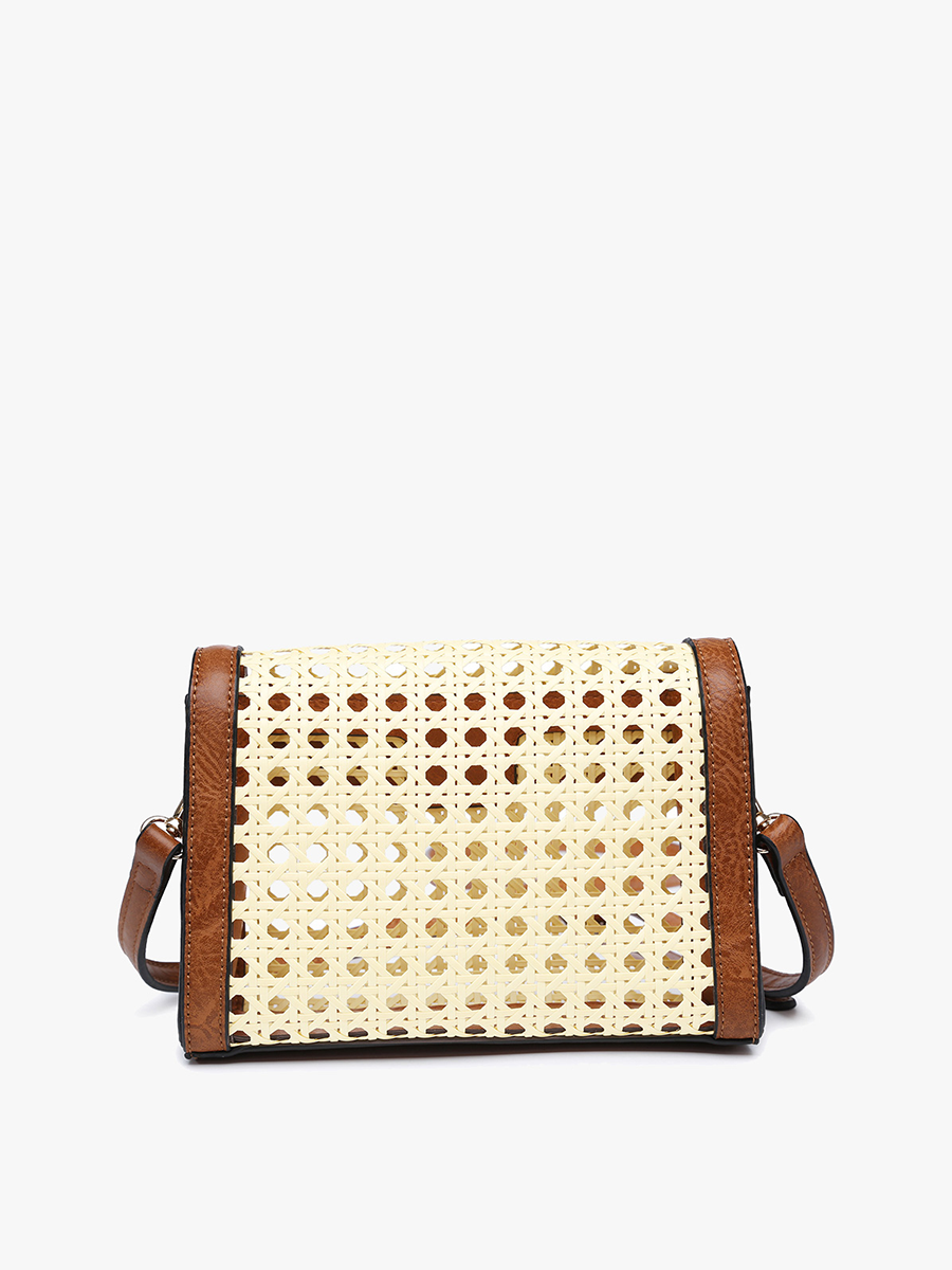 Etta Rattan Crossbody Bag – Vegan Leather Accents | M2089A : White