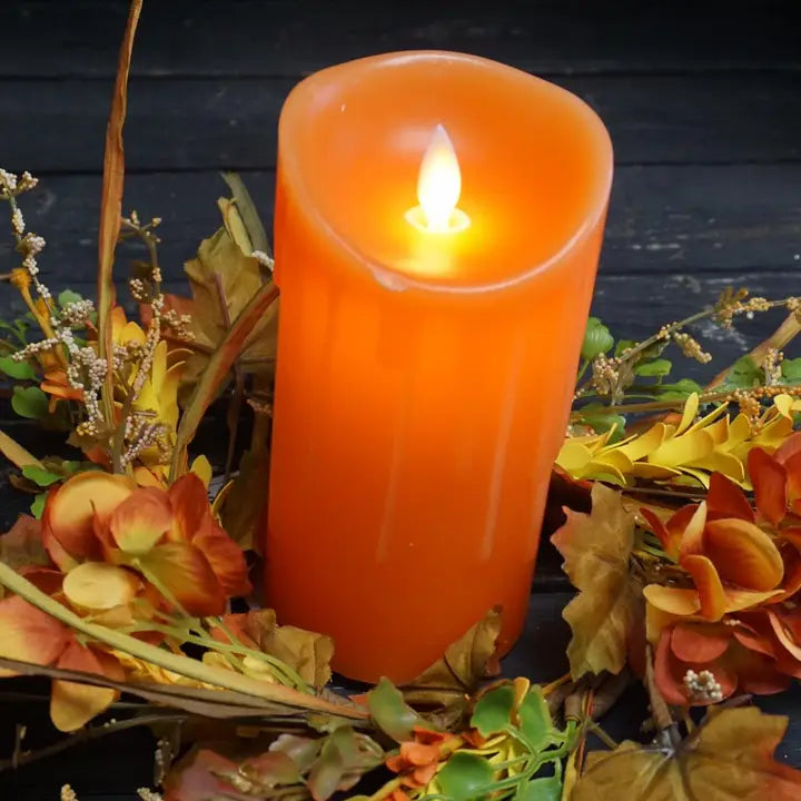 Orange Non-Drip Moving Flame Led Candle 3in By 6in