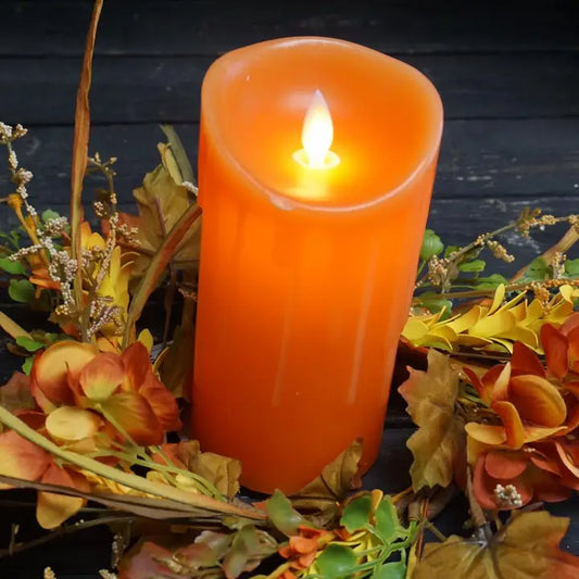 Orange Non-Drip Moving Flame Led Candle 3in By 6in