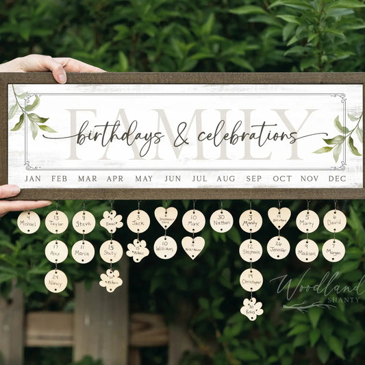 Framed Family Birthdays & Celebrations Calendar Sign-Fresh