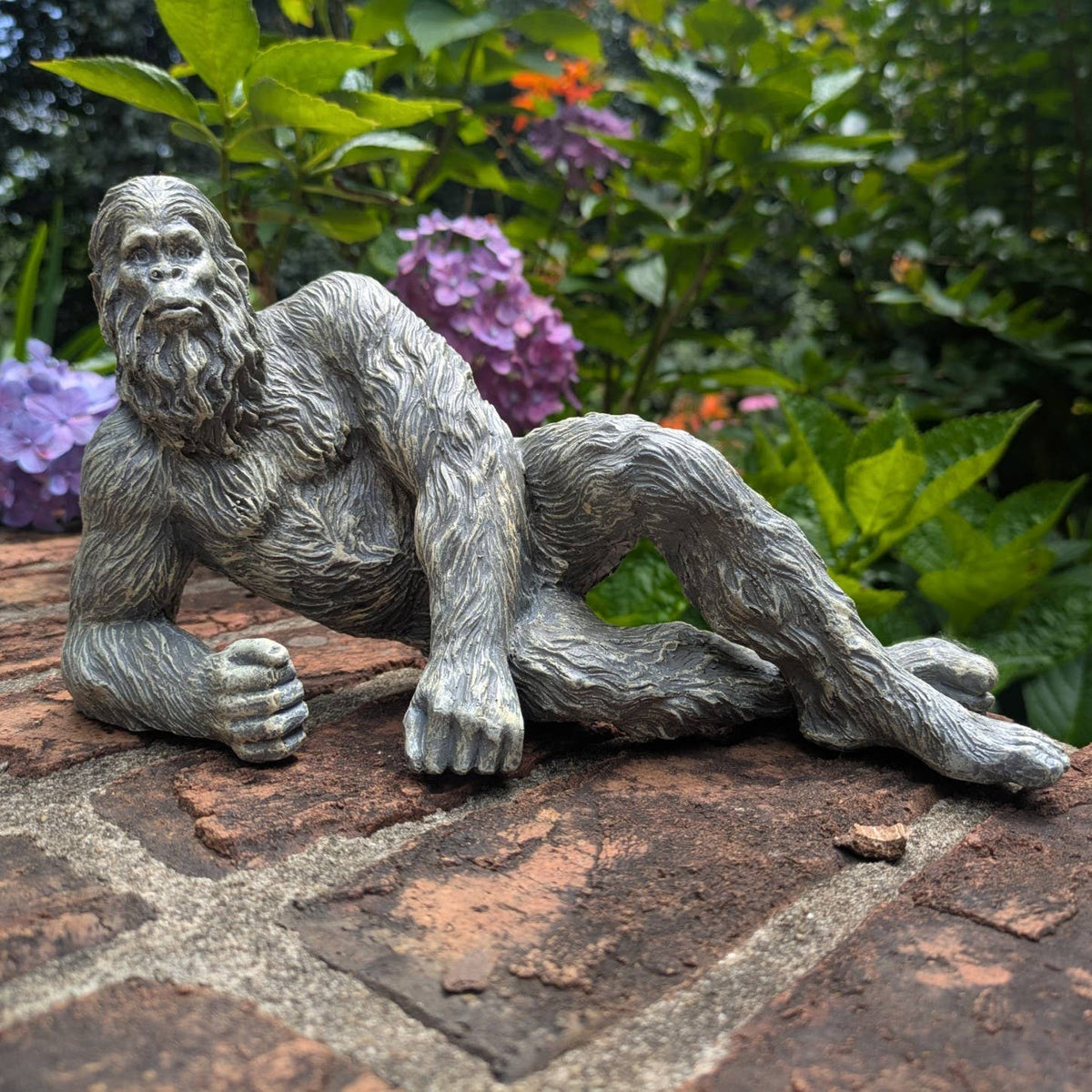 Lying Bigfoot Heart-throb Sasquatch Statue 10 inch Long: Natural