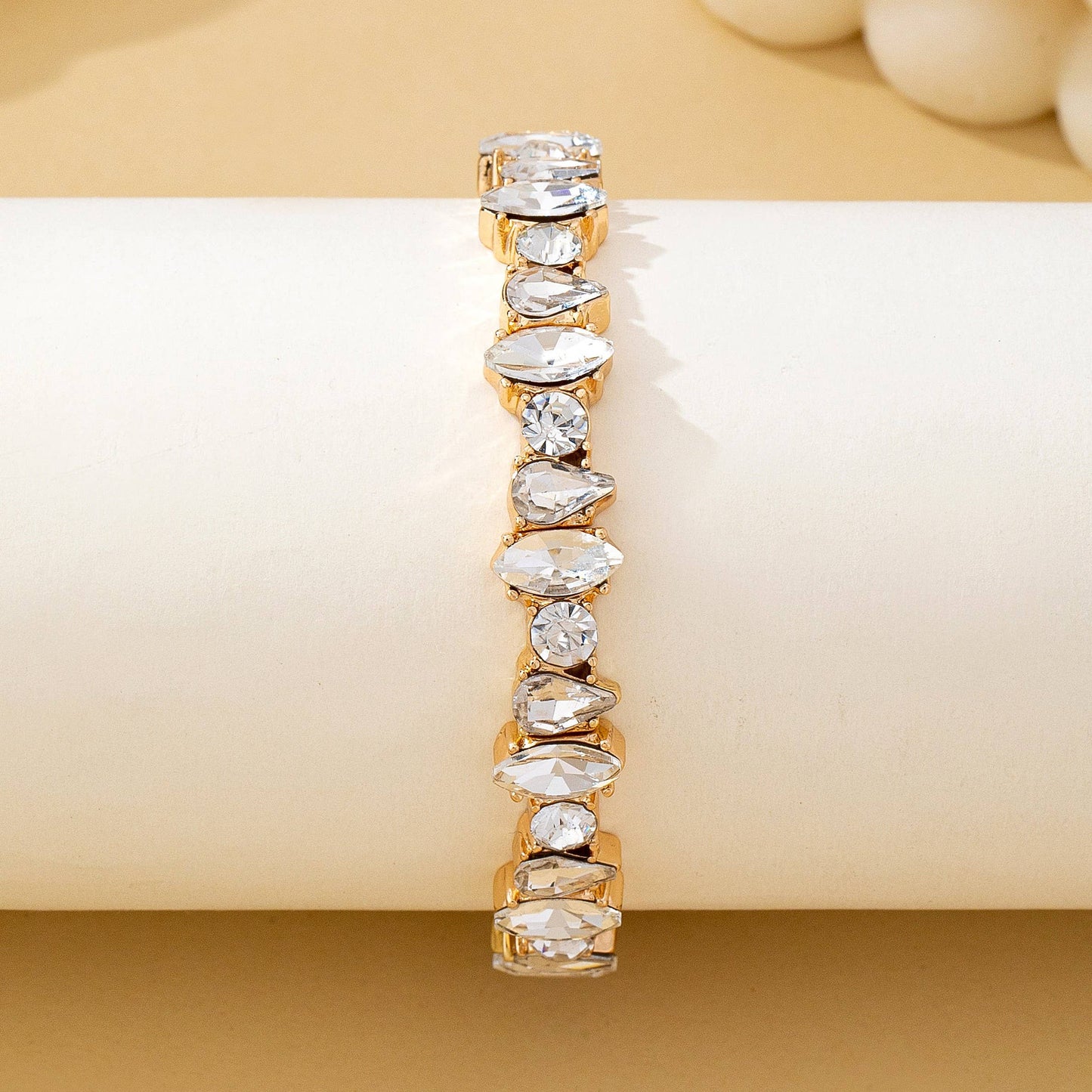 Crystal Gold-Tone Stretch Statement Bracelet | 80B1786: Gold