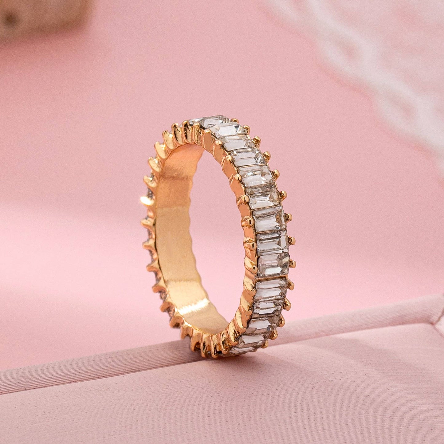 ETERNITY BAGUETTE CRYSTAL RING | 80R206: Gold