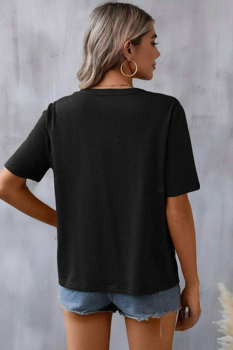EMBROIDERY PATCHWORK LACE LACE SHORT SLEEVE TOP: ARMYGREEN / (S)