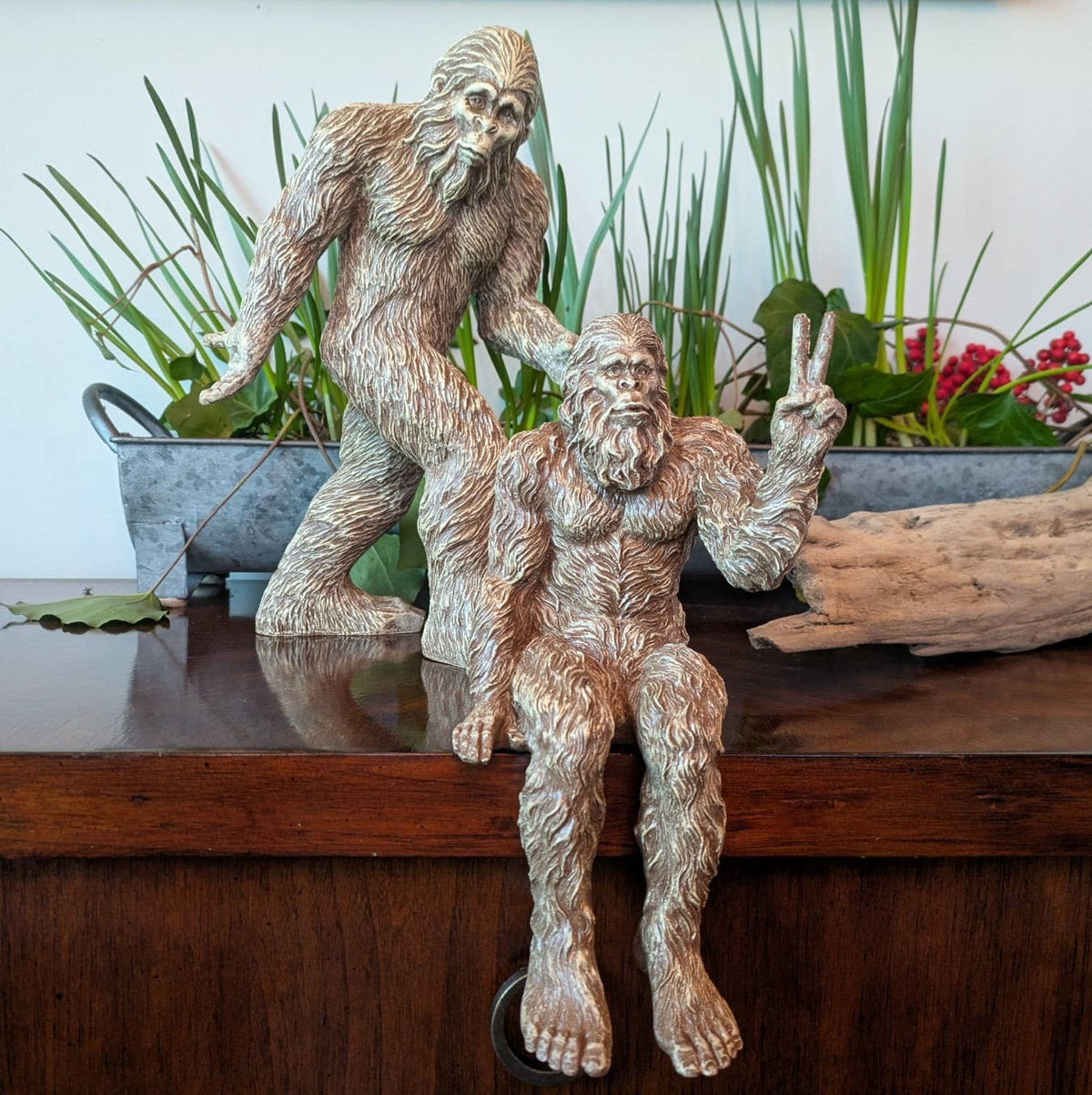 Bigfoot Classic Standing Statue 11.5 inch H w/ metal stake: Stonewash