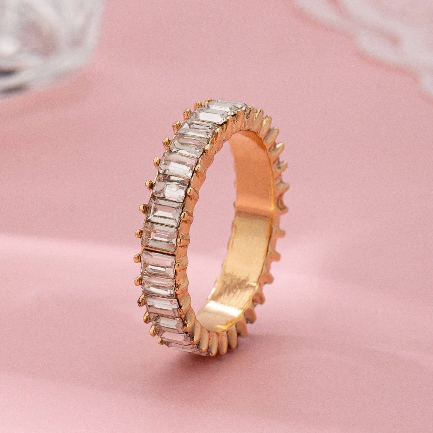 ETERNITY BAGUETTE CRYSTAL RING | 80R206: Gold