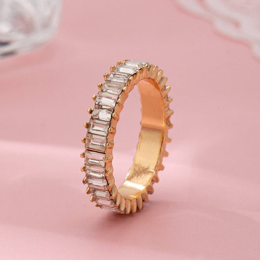 ETERNITY BAGUETTE CRYSTAL RING | 80R206: Gold