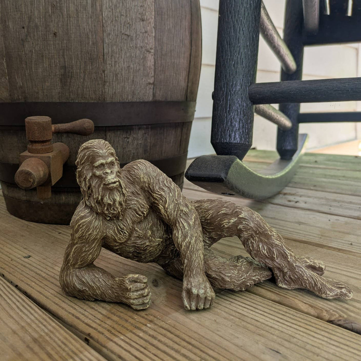 Lying Bigfoot Heart-throb Sasquatch Statue 10 inch Long: Natural