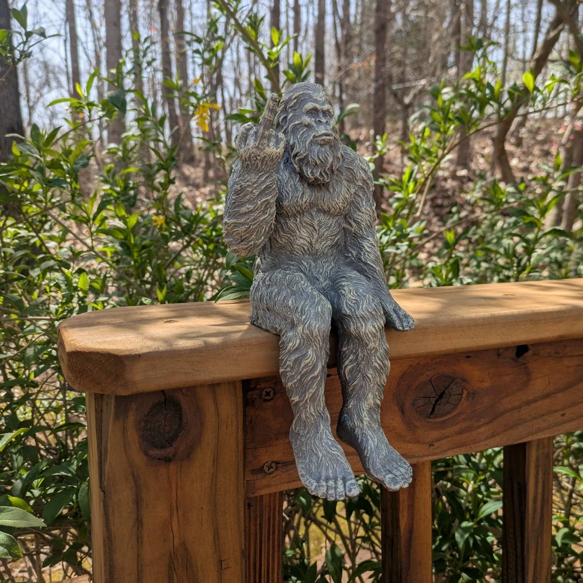 Bigfoot 'The Rude' Sasquatch Statue 10 inch H Shelf Sitter: Stonewash