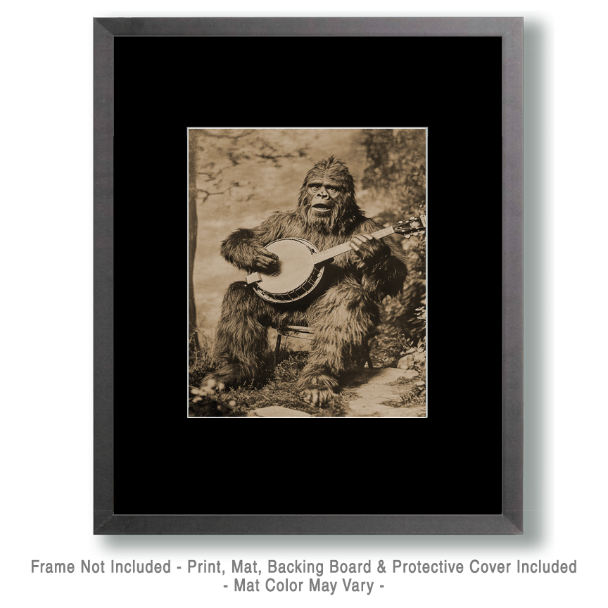 Bigfoot Banjo Bob by the Lake - Art Prints – 8″x10″ Artwork in 11″x14″ Mat