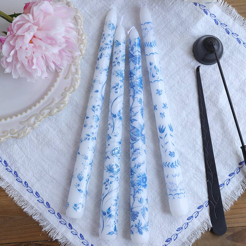 2pcs 25CM Blue and White Porcelain Smokeless Taper Candle: #4