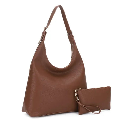 Triangular 2 in 1 Hobo Bag Set– Brown