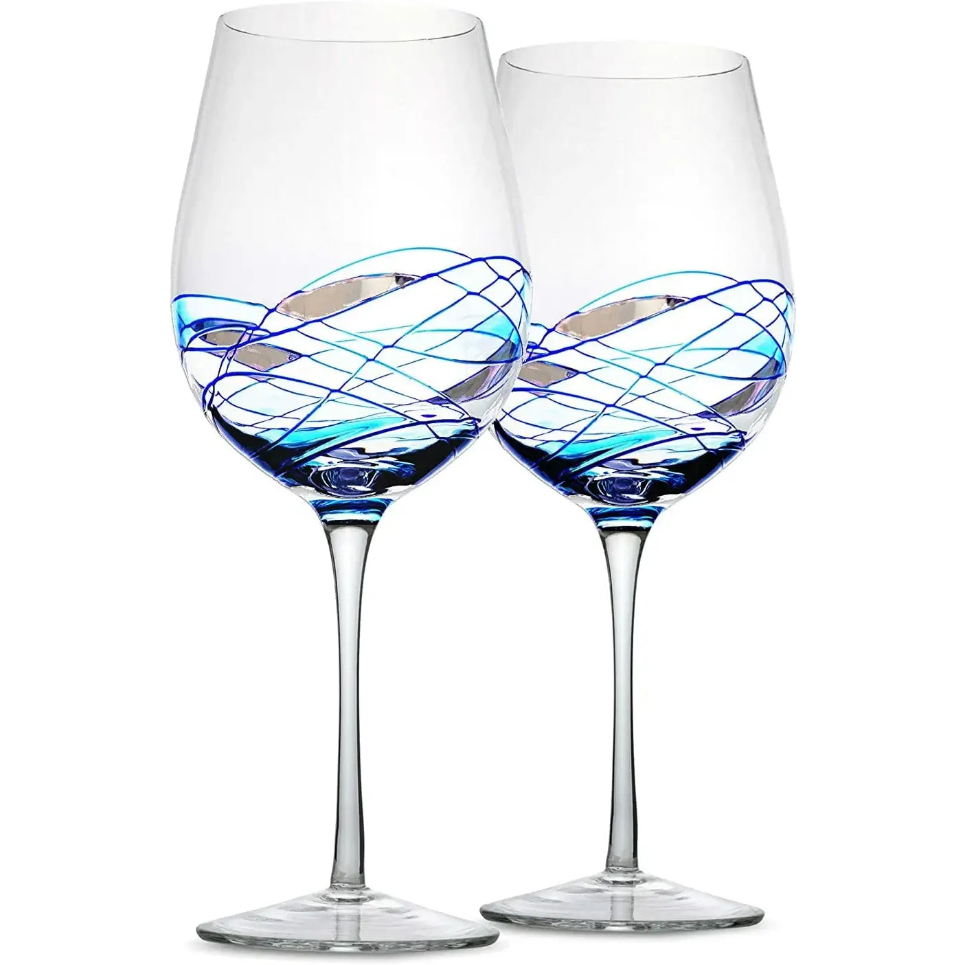 Hand Painted Wine Glasse (Blue)