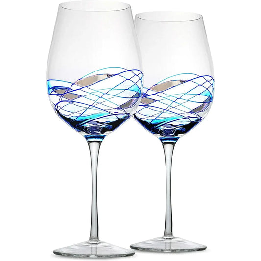 Hand Painted Wine Glasse (Blue)