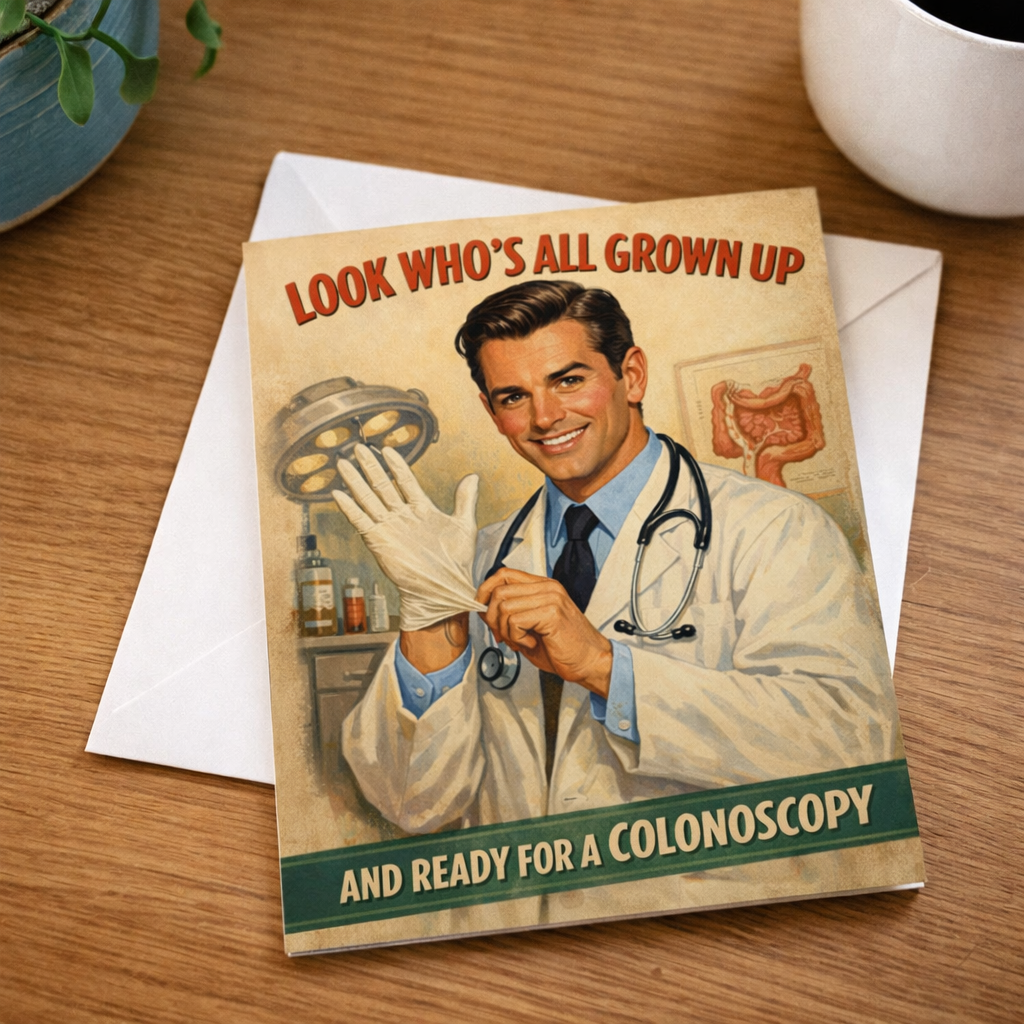 Look Who's Ready for a Colonoscopy Birthday Card: Card and Envelope Only