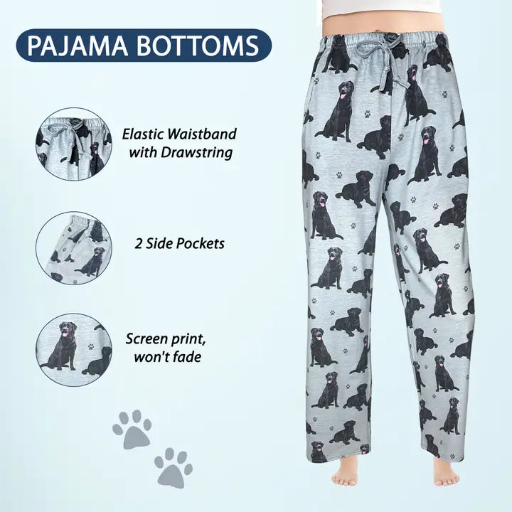 Labrador Black Pajama Bottoms - Pet Lover Pajama Pants | Large