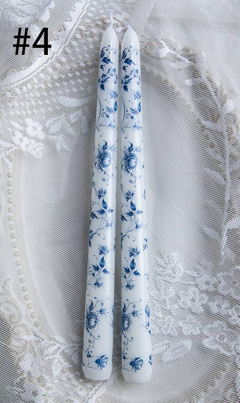 2pcs 25CM Blue and White Porcelain Smokeless Taper Candle: #4
