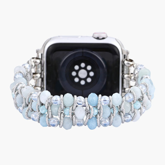 Aquamarine Sapphire Braided Apple Watch Strap-Large