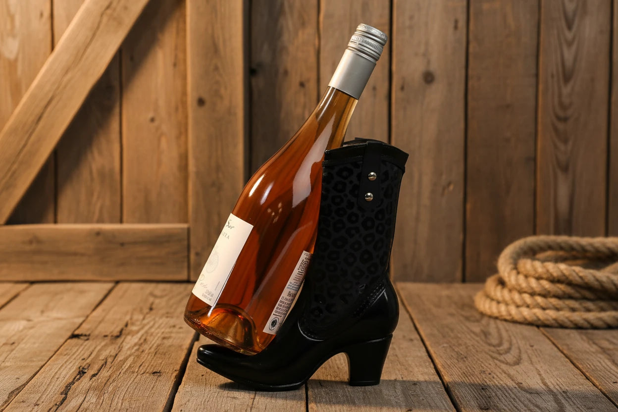 Black Leopard Cowboy Boot Bottle Holder