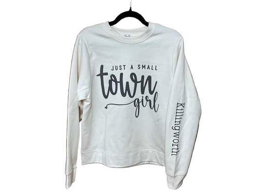 Just a Small Town Girl Sweatshirt Killingworth - White L