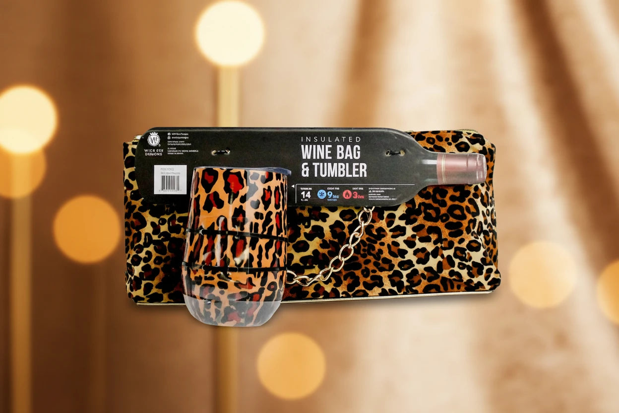 Leopard Print Insulated Wine Bag & Tumbler Set
