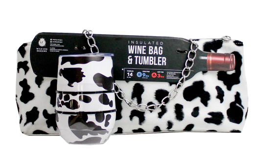 Bovine Cowhide Insulated Wine Bag & Tumbler Set