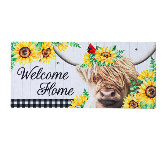 Floral Highland cow estate mat