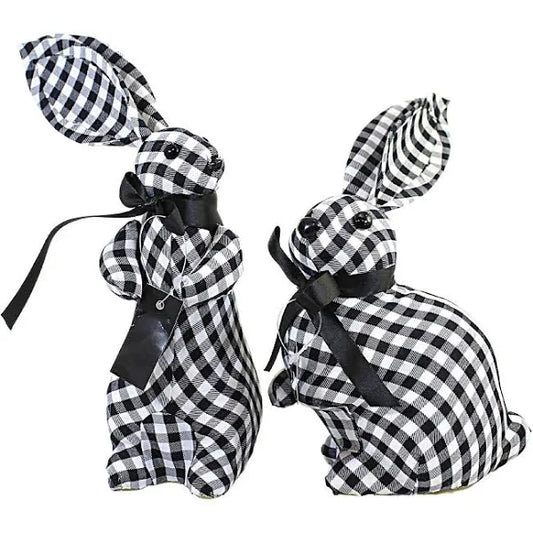 Black & White Gingham Bunnies - Each