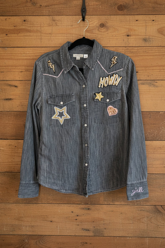 Grey Calvin Klein "Howdy Yall" Shirt - M