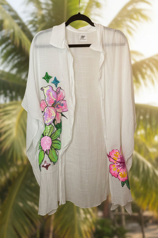 White Coverup "Flowers"