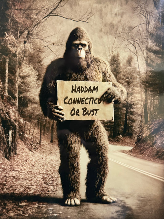 Bigfoot Hitch Hiker-Haddam Connecticut or bust - Art Prints – 8″x10″ Artwork in 11″x14″ Mat