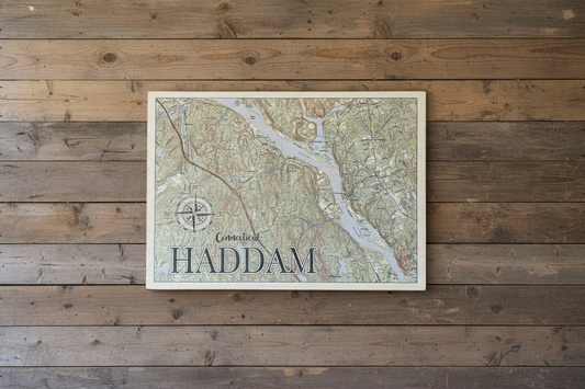 Pine Single Plank Map - Haddam, Connecticut