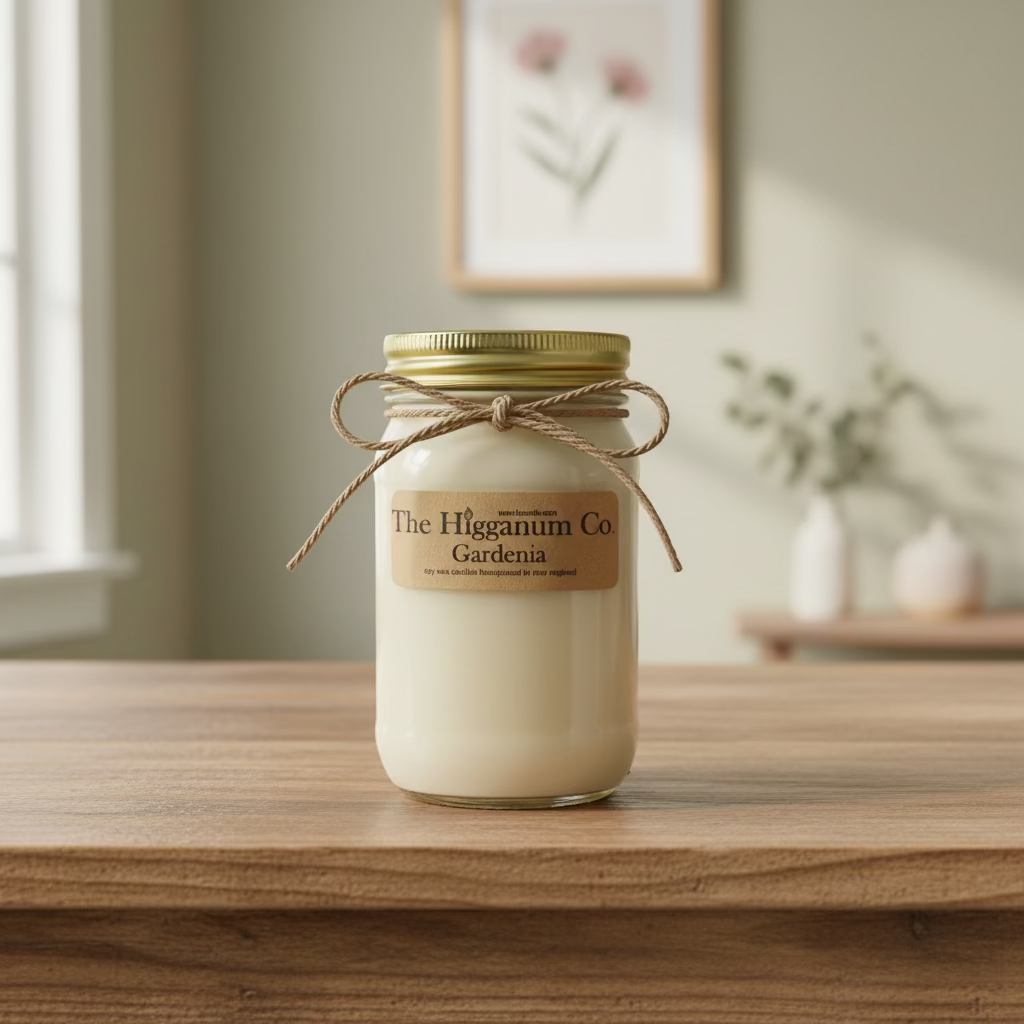 The Higganum Co. - Gardenia Candle - Mason Jar